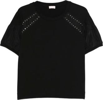 Liu Jo T-shirt con occhielli - Nero