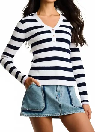 Lisa Todd Lucky Stripe Sweater In White/navy
