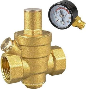 OEM Regulador De Presi&oacute;n De Agua De Lat&oacute;n De 1,9 Cm Dn20 Con Man&oacute;metro Para Sistemas De Calderas Y Limpiadoras De Alta Presi&oacute;n, Color Amarillo (s)