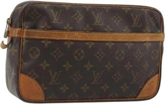 Louis Vuitton Pre-owned Monogram Clutch Bag - Dames - Vintage Clutch - Bruin - ONE Size - Leer - Vintage
