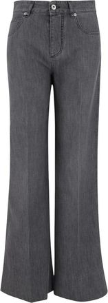 Bottega Veneta Grijze Flared Denim Jeans met Su&egrave;de Detail - Dames - Loose Fit Jeans - Grijs - M - Denim - Jeans