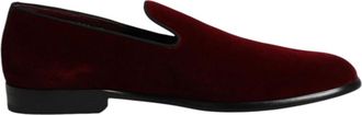Dolce & Gabbana Rode Velvet Slip On Loafers Schoenen - Heren - Loafers - Rood - 42 EU - Katoen - Schoenen