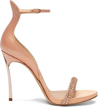 Casadei Cappa Blade Stratosphere Satijnen Sandalen - Dames - Sandalen met hakken - Beige - 36 EU - Satijn - Schoenen