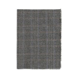 Brunello Cucinelli Plaid Wol Sjaal - Dames - Accessoires - Grijs - Maat: ONE Size Wol