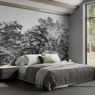 Superfresco Easy Forest Canopy Mono Print To Order 3m x 2.8m Mural in Black