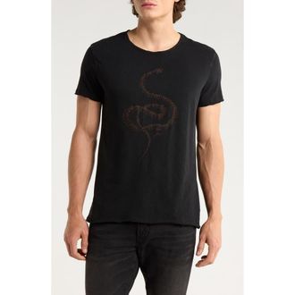 John Varvatos Raw Edge Organic Cotton Graphic T-Shirt in Black at Nordstrom Rack, Size Small