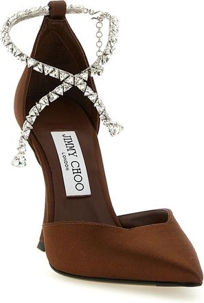 Jimmy Choo London Womens Stevie Pump Brown Texturized Fabric Cowhide