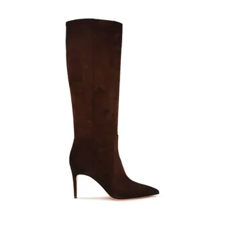 Santoni Brown Calf Leather Bos Taurus High Heel Womens Boots