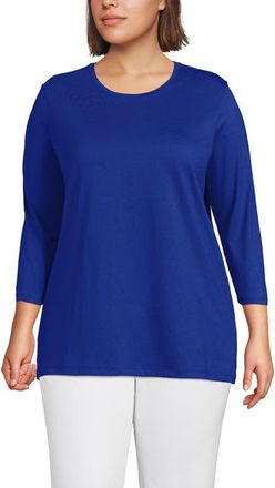 Lands End 3/4 Sleeve Cotton Supima Tunic in Vibrant Lapis at Nordstrom, Size 1X