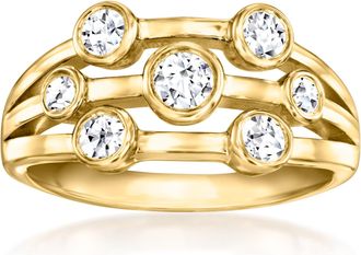 Ross-Simons Bezel-Set Lab-Grown Diamond Multi-Row Ring in 18kt Gold Over Sterling
