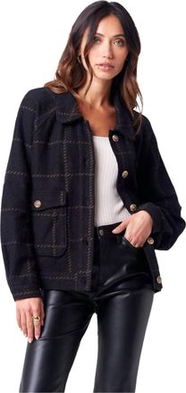 Saltwater Luxe Asher Tweed Windowpane Jacket In Black