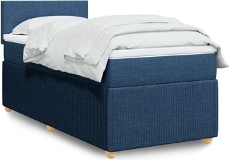 vidaXL Cama Box Spring Con Colch&oacute;n Tela Azul 90x200 Cm Vidaxl