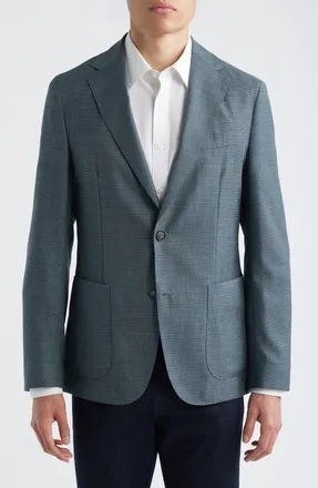 BOSS Hanry Slim Fit Textured Virgin Wool Sport Coat in Green/teal at Nordstrom, Size 42