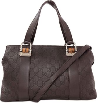 Gucci Black Leather Shoulder Bag Tote Bag (Pre-Owned)