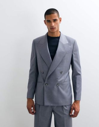 Asos Giacca da abito doppiopetto regular fit blu
