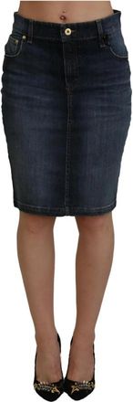 Fiorucci Donkerblauwe Denim Pencil Rok - Dames - Spijkerrokken - Blauw - S - Denim - Rokken