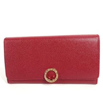 Bulgari Bvlgari Bvlgari Red Color Leather Long Wallet (Bi-Fold) (Pre-Owned)