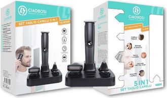 Trade Shop Trade Shop - Set Rasoio Elettrico Ricaricabile 5in1 Tagliacapelli Barba Trimmer Peli Tx-8358