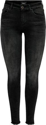 Only Skinny Jeans met Rafelrand - Dames - Skinny Jeans - Zwart - M L30 - Katoen - Jeans