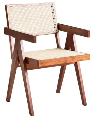 Beliani Sedia Da Pranzo Di Design In Legno E Vimini Naturale Marrone Westbrook