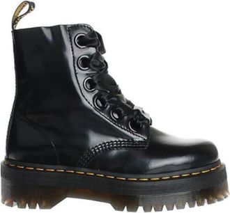 Dr. Martens Platformlaarzen met lintdetail - Dames - Veterlaarzen - Zwart - 40 EU - Leer - Schoenen