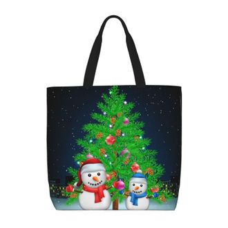 Generic Women Handbag Snowman Christmas Tree Women Beach Bag Print Lightweight Ladies Purse, For Christmas, Gym, Birthday, School, Work