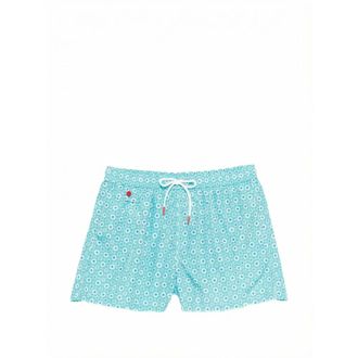 Kiton Beachwear, male, Blue, Size: XL Floral Print Swim Shorts