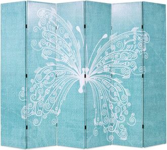 vidaXL Biombo/separador De Ambientes/tabique/decoraci&oacute;n/mueble 228 Cm Dise&ntilde;o De Mariposa Azul 0802049