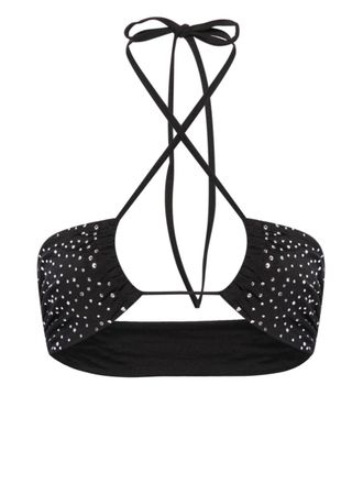 Forte_Forte Top bikini con decorazione di strass - Nero