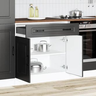 Berkfield Home Kitchen Base Cabinet Kalmar Black Engineered Wood
