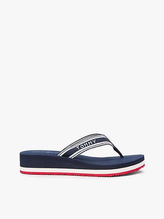 Tommy Hilfiger Webbing Strap Signature Wedge Flip-Flops