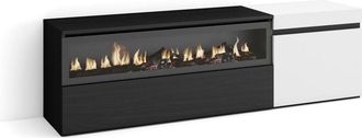 Skraut Home Skraut Home - Mueble Tv, Televisi&oacute;n, Muebles De Sal&oacute;n, Almacenaje, 150x45x35cm, Para Tv Hasta 65, Chimenea El&eacute;ctrica, Estilo Moderno, Blanco Y Negro