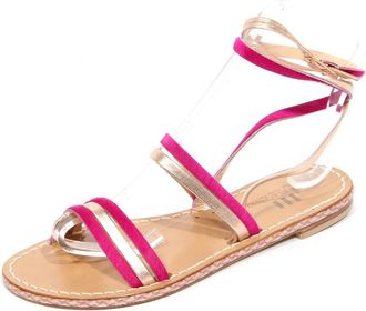 Emanuela Caruso Capri Met de hand genagelde sandaal in fuchsia/goud - Dames - Sandalen - Geel - 36 EU - Schoenen