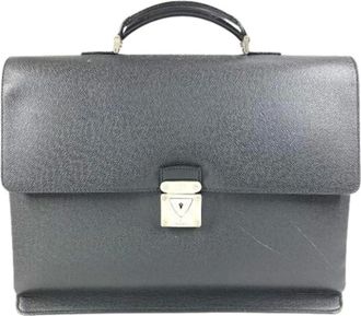 Louis Vuitton Pre-owned Handbags, male, Black, Size: ONE SIZE Pre-owned Taiga Leather Briefcase