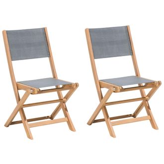 Beliani Beliani - Conjunto De 2 Sillas De Jard&iacute;n De Madera De Acacia Clara Gris Pvc Plegable Cesana