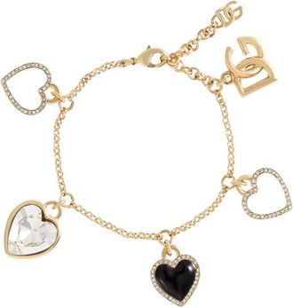 Dolce & Gabbana Bracciale Sartoriale Italiano Con Ciondoli A Forma Di Cuore-Donna