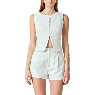 endless rose Linen & Cotton Vest in Ivory at Nordstrom, Size X-Small