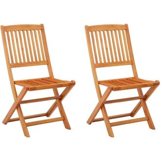 vidaXL Sillas De Jard&iacute;n Plegables 2 Pcs Eucalipto Masivo