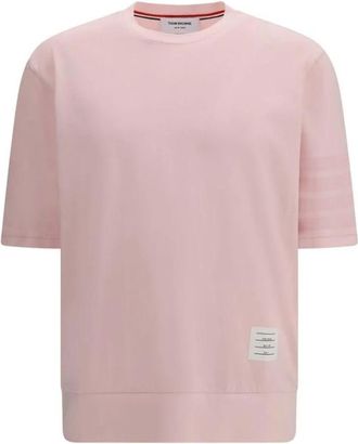 Thom Browne Graphic Cotton T-Shirt - Heren - T-shirts - Roze - M - Katoen - Tops