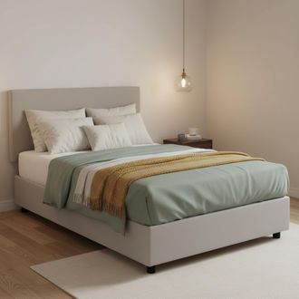 Dmora Dmora - Cama De Plaza Y Media Daronic, Cama Contenedor Con Revestimiento De Tela, 100% Made In Italy, Apertura Lateral, Adecuado Para Colch&oacute;n Cm 120x1