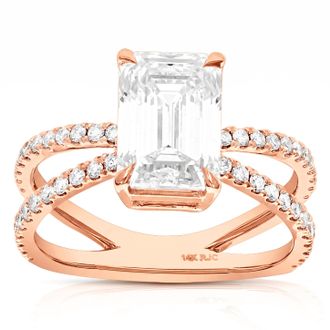 Vir Jewels 4 cttw Emerald Lab Grown Diamond Engagement Ring in 14K Rose Gold For Women