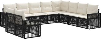 vidaXL Conjunto De Sof&aacute;s De Jard&iacute;n 10 Uds. Negro Y Blanco Crema Vidaxl
