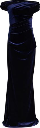 Talbot Runhof off-shoulder draped maxi dress - women - Fabric - 36 - Blue