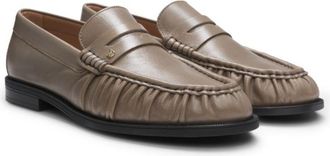 BOSS Leather moccasins with Double B monogram