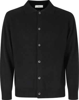 Dunst Black Classic Collar Button-Front Nylon-Blend Cardigan
