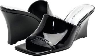 Marc Fisher Rollo Sandals Womens Black Square Toe Wedge Heel ZOGG3181