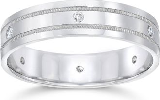 Pompeii3 Mens 14K White Gold Diamond Wedding Anniversary Band Size Selectable