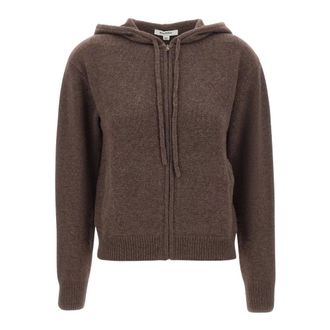 Sporty & Rich Isac S Logo Cashmere Zip Hoodie - Dames - Sweatshirts & Hoodies - Bruin - Maat: M Kasjmier