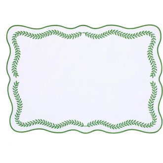 Vietri Tessuti Set of 4 Rectangular White Linen Placemats with Green Ivy Embroidery at Nordstrom