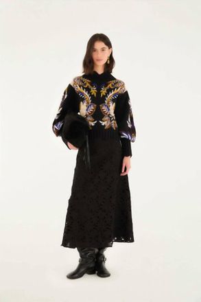 Farm Rio Paradise Knit Sweater In Arabesque Black